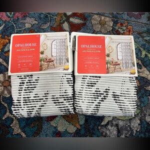 Opalhouse Jungalow Black and White Leaf Patterned Curtains, Set of 2